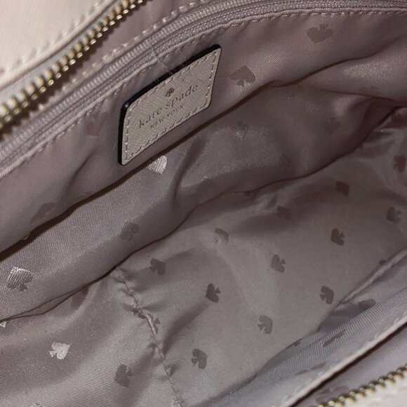 Kate Spade Laurel Way Reese Light Beige Cross-grain Leather Satchel Crossbody - Picture 5 of 6